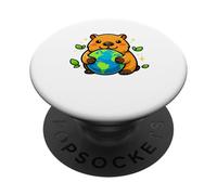 Cute Capybara Hugging Earth Day Environmental Awareness PopSockets Adhesive PopGrip