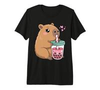 Cute Capybara Kawaii Anime Capybara Drinking Bubble Tea Love Premium T-Shirt