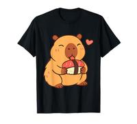 Cute Capybara Kawaii Anime Eating Sushi Lovers Girls Teen T-Shirt