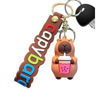 Cute Capybara Keychain - Funny Cartoon Capybara Keyring - 6.6cm Portable Capybara Bag Charm, Cute Animal Figure Key Chain Ring Jewelry for Car House Keys, A, Refer to description