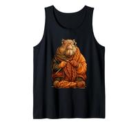 Cute Capybara Knitting Cozy Autumn Animal Art Fall Aesthetic Tank Top