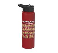 Cute Capybara Languages Kawaii Mood Chart Animal Lover Stainless Steel Insulated Water Bottle