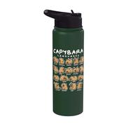Cute Capybara Languages Kawaii Mood Chart Animal Lover Stainless Steel Insulated Water Bottle