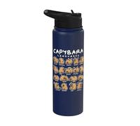 Cute Capybara Languages Kawaii Mood Chart Animal Lover Stainless Steel Insulated Water Bottle