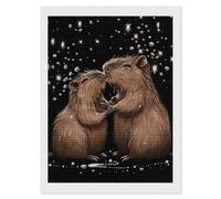 Cute Capybara Love Diamond Art Painting Kits Square Full Drill Diamond Art Painting DIY Diamond Dot Arts Crafts 12"x16"