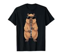 Cute Capybara Lover Clarinet Player Musician Kids Boys Girls T-Shirt