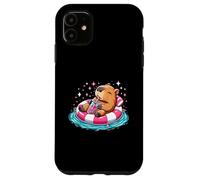 Cute Capybara On Pool Float Drinking Bubble Tea Lover Girls Case for iPhone 11