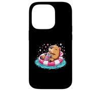 Cute Capybara On Pool Float Drinking Bubble Tea Lover Girls Case for iPhone 14 Pro