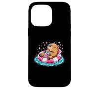 Cute Capybara On Pool Float Drinking Bubble Tea Lover Girls Case for iPhone 14 Pro Max