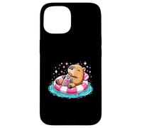 Cute Capybara On Pool Float Drinking Bubble Tea Lover Girls Case for iPhone 15