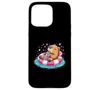 Cute Capybara On Pool Float Drinking Bubble Tea Lover Girls Case for iPhone 15 Pro Max