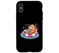 Cute Capybara On Pool Float Drinking Bubble Tea Lover Girls Case for iPhone X/XS