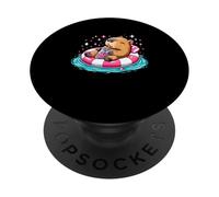 Cute Capybara On Pool Float Drinking Bubble Tea Lover Girls PopSockets Adhesive PopGrip