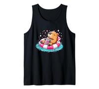 Cute Capybara On Pool Float Drinking Bubble Tea Lover Girls Tank Top