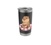 Cute Capybara On Pool Float Drinking Bubble Tea Lover Kids Stainless Steel Insulated Tumbler