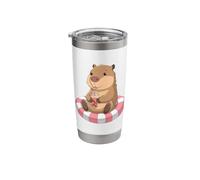 Cute Capybara On Pool Float Drinking Bubble Tea Lover Kids Stainless Steel Insulated Tumbler