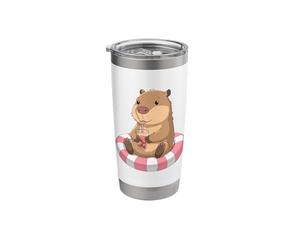 Cute Capybara On Pool Float Drinking Bubble Tea Lover Kids Stainless Steel Insulated Tumbler