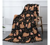 Cute Capybara Pattern Soft Fleece Blanket - Cozy and Cute Animal Design for Bed, Couch, or Gift 50"x40"