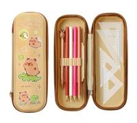 Cute Capybara Pencil Case,Big Capacity Plastic Cartoon Animal Capybara Crocodile Pencil Bag Pouch Box Make Up Cosmetic Bag with Zipper for Teen Kid Student Teacher Office School Stationery Gift