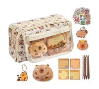 Cute Capybara Pencil Case - Capybara Pencil Case with Wide Mouth | Adorable Capybara Bear with 9 Compartments | Cute Stationery Pencil Case with Zipper | Funny Cute Pencil Case