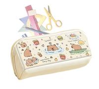 Cute Capybara Pencil Case,Large Capacity Pen Storage | Cute Double Compartment Pencil Case for Students Backpack Outdoors Classroom Desktop Workplace Daily Commuting, A day in , Refer to