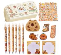 Cute Capybara Pencil Case Set, Capybara Pencil Holder with Gel Pens, Brooch Pins, Stickers, Magnetic Bookmarks, Notepads Capybara Stationery Set