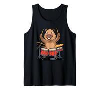 Cute Capybara Playing Drums Cartoon Music Humor Tank Top