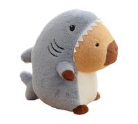 Cute Capybara Plush, Reversible Shark Animal Pillow, Soft Stuffed Cushion Toy, Interactive Cartoon Stuffed for Bedroom Decor, Responsive Adorable Desk Companion to Home or Bookshelf Display