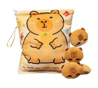 Cute Capybara Plush Snack Bag - PP Cotton 18x20cm | Plush Capybara Doll Snack Pouch | 4 Small Dolls Included Soft Keychain Pendant For Travel School Picnic Jelly Chocolate Fudge Candy Chips
