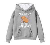 Cute Capybara Print Girls Long Sleeve Pullover Hooded Sweatshirt with Pocket for Big Kids Fall Winter Wear Black Hoodie Hoodies 8-9 Years T Shirt Age 4