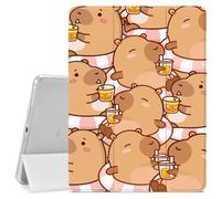 Cute Capybara Printed Case for iPad Air 6th Generation 11" M2 2024/iPad Air 5th 2022/4th 2020 Generation 10.9" Protective Case for Girls Boys,Pencil Holder & Clear Back & Trifold Cover for Women