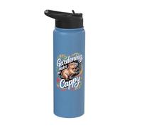 Cute Capybara Pun Gardening Makes Me Cappy Funny Gardening Stainless Steel Insulated Water Bottle