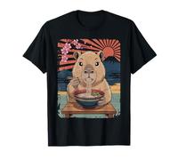 Cute Capybara Ramen Graphic Tee Japanese Kawaii Anime Noodle T-Shirt