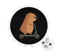 Cute Capybara Riding Scooter 2 in 1 Magnetic Beer Bottle Opener Fridge Magnets Easy Storage Gift for Men Women White-Style