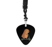 Cute Capybara Riding Scooter Guitar Pick Pendant Necklace for Acoustic Electric Bass Players Guitar Accessories Guitarist Gifts