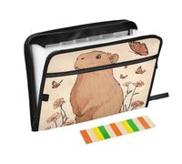 Cute Capybara Rose Gold Filing Folder 13 Pockets A4 Letter Size with Zipper Closure for Business File Organizer carpetas de