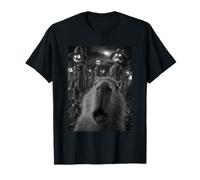 Cute Capybara Selfie with Spooky Scarecrows Halloween Animal T-Shirt