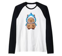 Cute Capybara Shark Costume Cartoon Brazil Raglan Baseball Tee