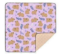 Cute Capybara Simple Flower Purple Pattern Baby Play Mat for Floor, 50x50 inch Playpen Mat,Thicken Soft Non-Slip Tummy Time Mat for Toddlers and Infants