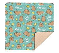 Cute Capybara Simple Lemons Baby Play Mat for Floor, 50x50 inch Playpen Mat,Thicken Soft Non-Slip Tummy Time Mat for Toddlers and Infants