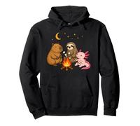 Cute Capybara Sloth Axolotl Campfire Camping Pullover Hoodie