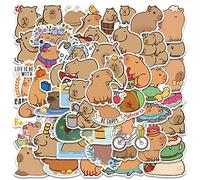 Cute Capybara Stickers 50 Pieces for Kids Teens Adult, Durable Aesthetic Cute Animal Decals for Laptop Skateboard Water Bottle Bicycle Motorbike Car Computer Scrapbook Hydroflask Luggage Phone Case