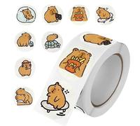 Cute Capybara Stickers - Waterproof Capybara Decals Set | Round Cartoon Capybara Sticker Rolls |Funny Capybara Stickers | Funny Dur able Capybara Decals for Water Bottle Motorcycle Laptop