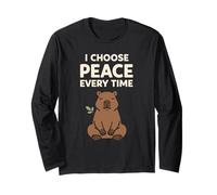 Cute Capybara Stress Relief No Stress Chill Life Relaxing Long Sleeve T-Shirt