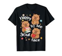 Cute Capybara Students Back to School Happy to See Your Face T-Shirt