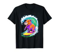 Cute Capybara Surfing Big Wave Ocean Surf T-Shirt