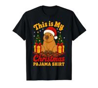 Cute Capybara This is My Christmas Pajama Value Graphic T-Shirt, Men, Black, XL