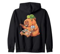 Cute Capybara Turtle Sushi Nigiri Bubble Tea Anime Food Zip Hoodie