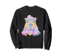 Cute Capybara Winter Portrait Animal Lover Graphic Pastel Sweatshirt