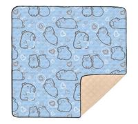 Cute Capybara with Hearts Blue 50x50 inch Baby Play Mat,Thicken Soft Non-Slip Tummy Time Mat for Toddlers and Infants